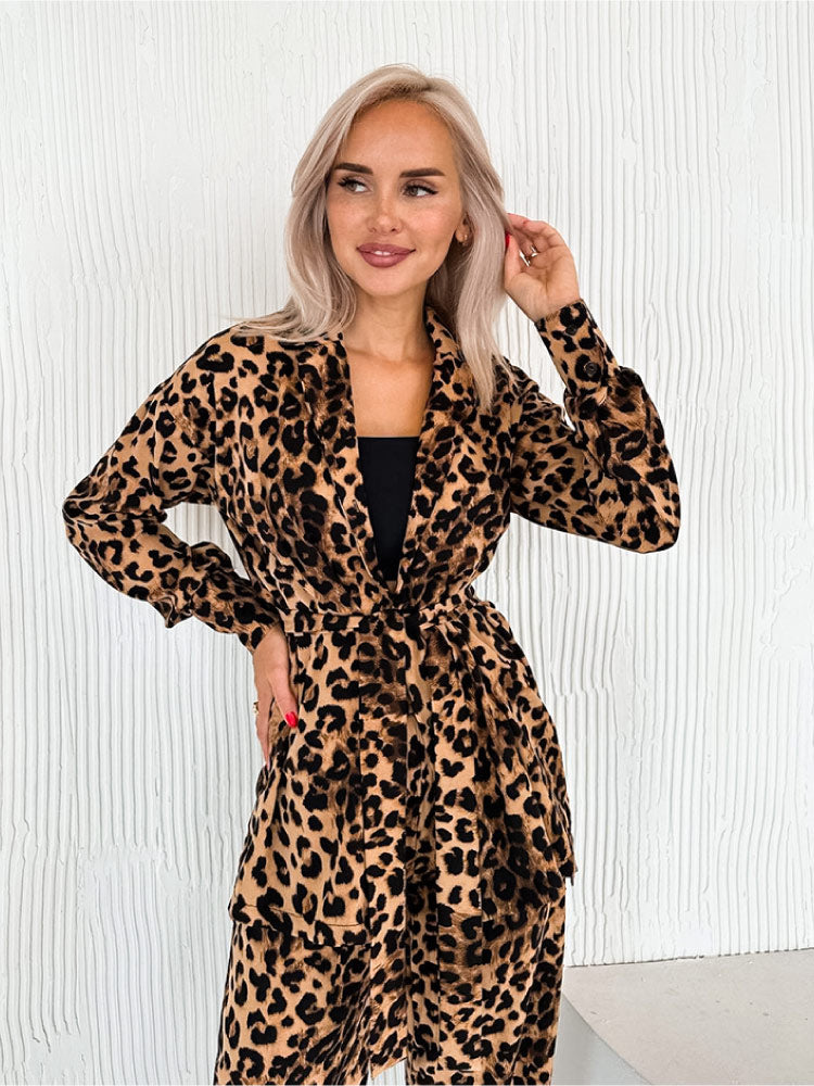 Sexy Leopard Print Cardigan Pajama Set Long Sleeve Robe – Aes Studio Sexy Leopard Print Cardigan Pajama Set Long Sleeve Robe – Aes Studio