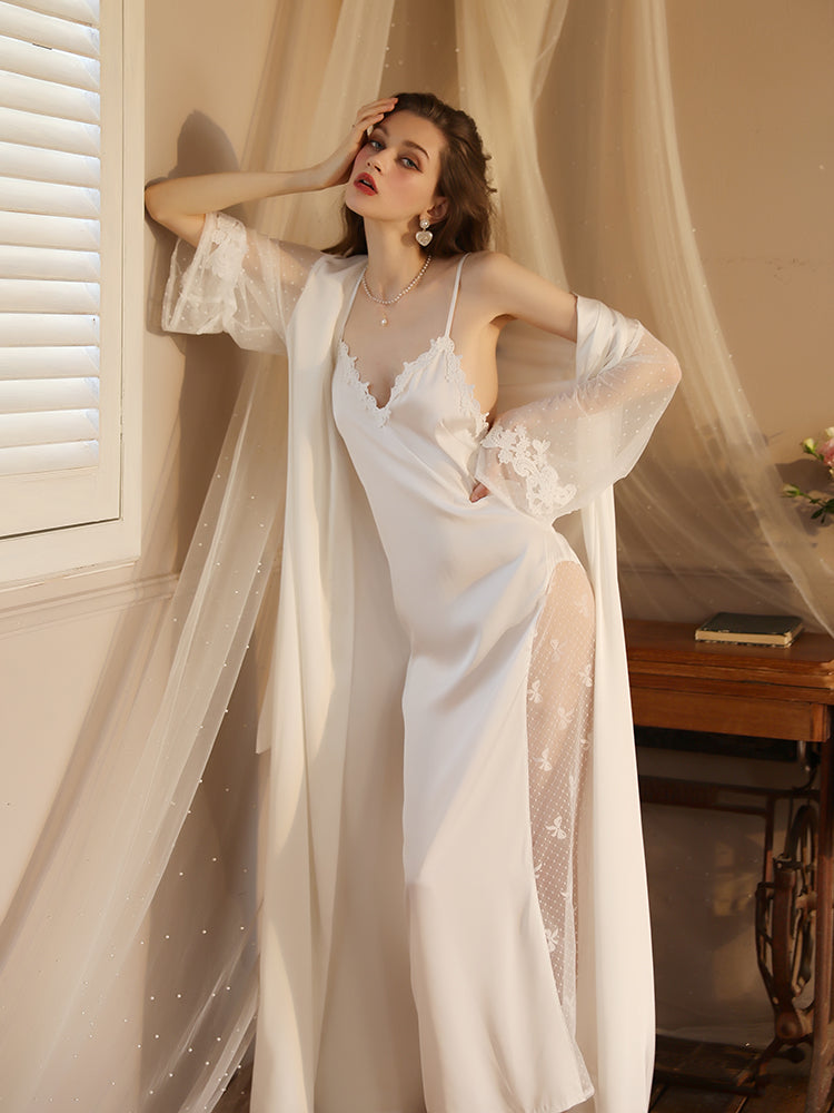 Summer Long Lace Sexy Nightgown with Slip Dress Aes Studio Summer Long Lace Sexy Nightgown with Slip Dress Aes Studio