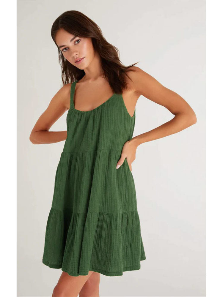green color Cotton Linen Strapless Sexy Nightgown for women