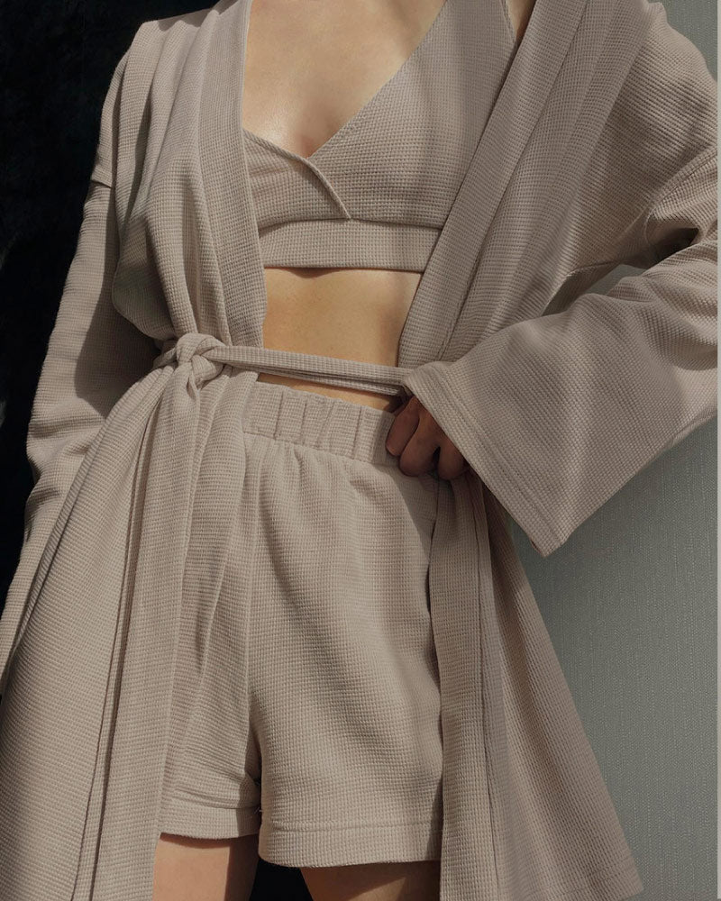 khaki color sexy short pants pajama set for women