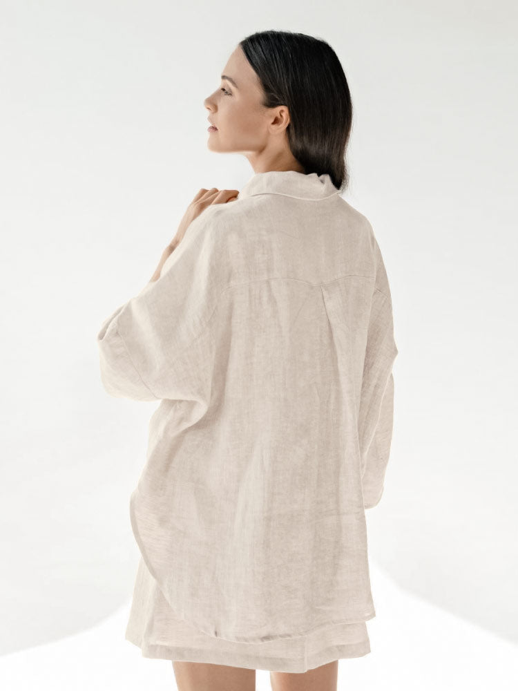 khaki color classic cotton pajama set for women