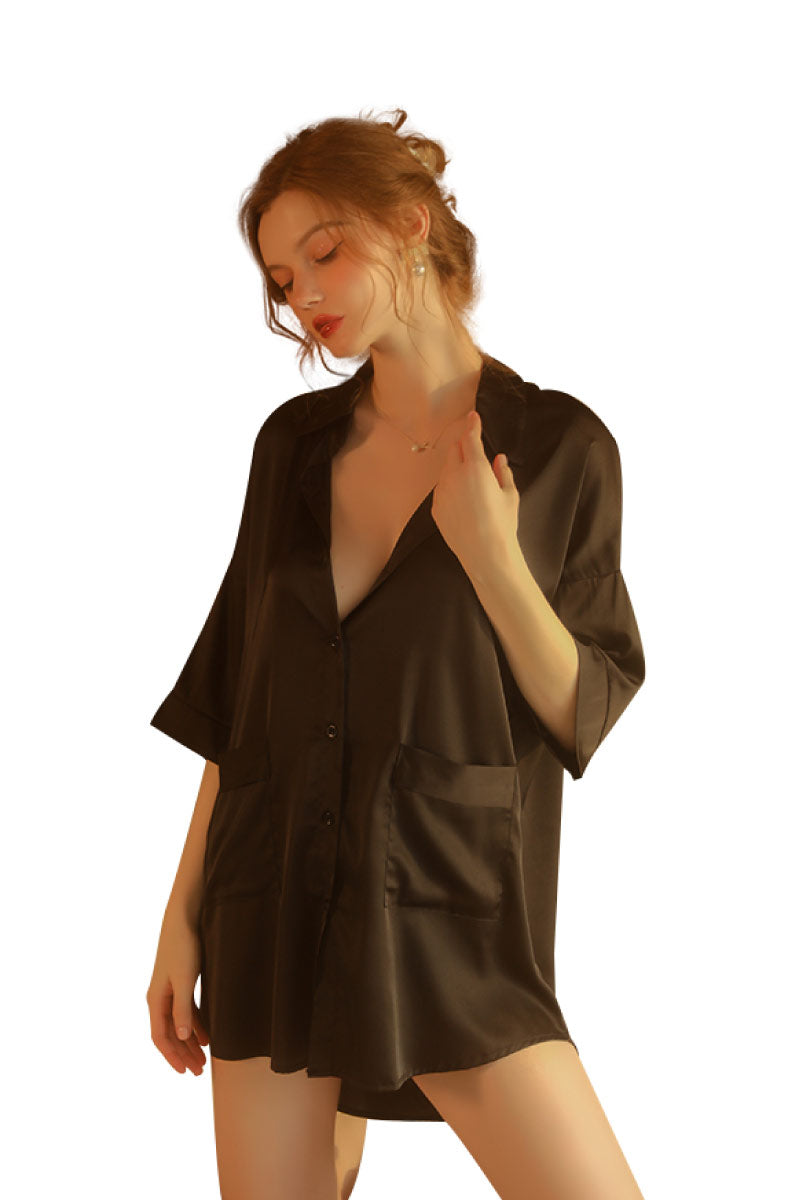 Sexy loose-fitting Women Sleepwear Shirt black color size