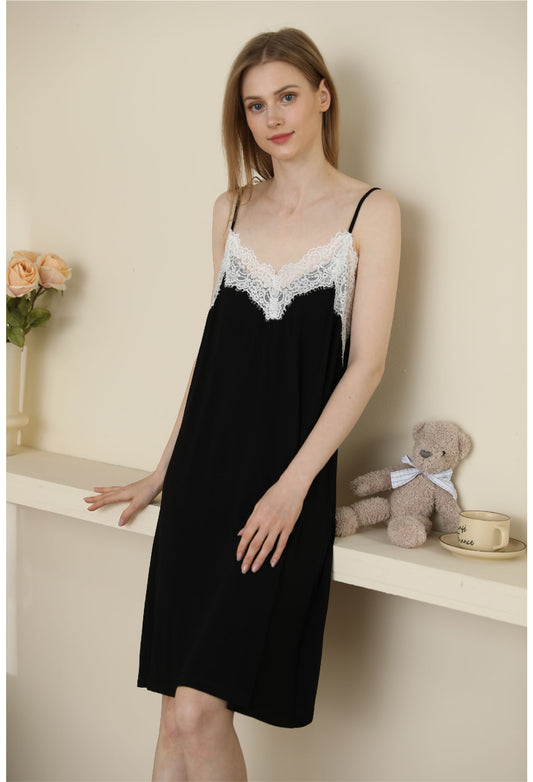 black color Sexy Modal Lace Camisole Nightgown
0 Reviews