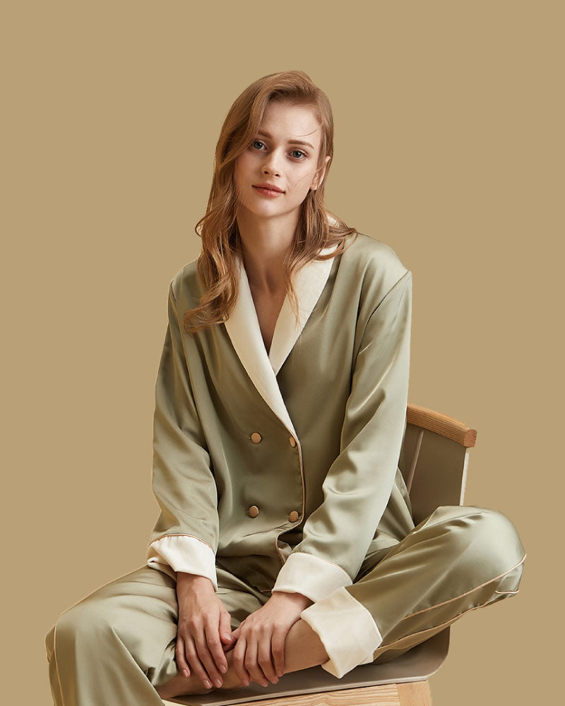 green color Luxury French-Style Double-Row Buttons Velvet Pajama seat look