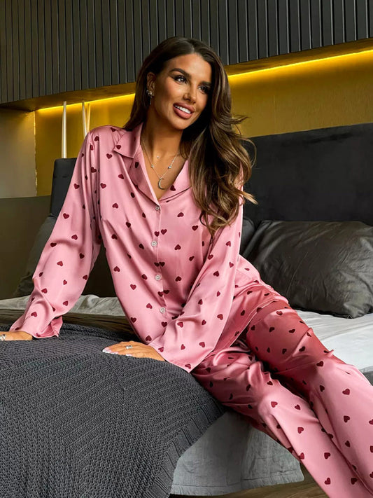 pink color sexy and luxurious sleepwear pajama set for women