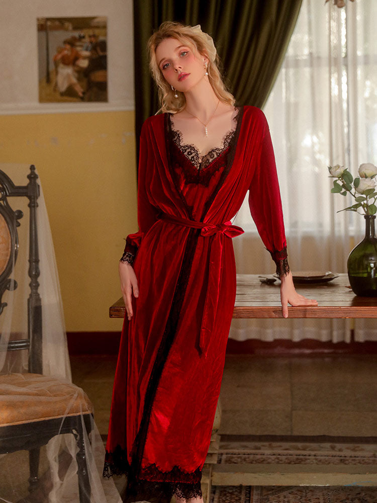 red color Sensual Lace Sheer Temptation Nightgown stand
