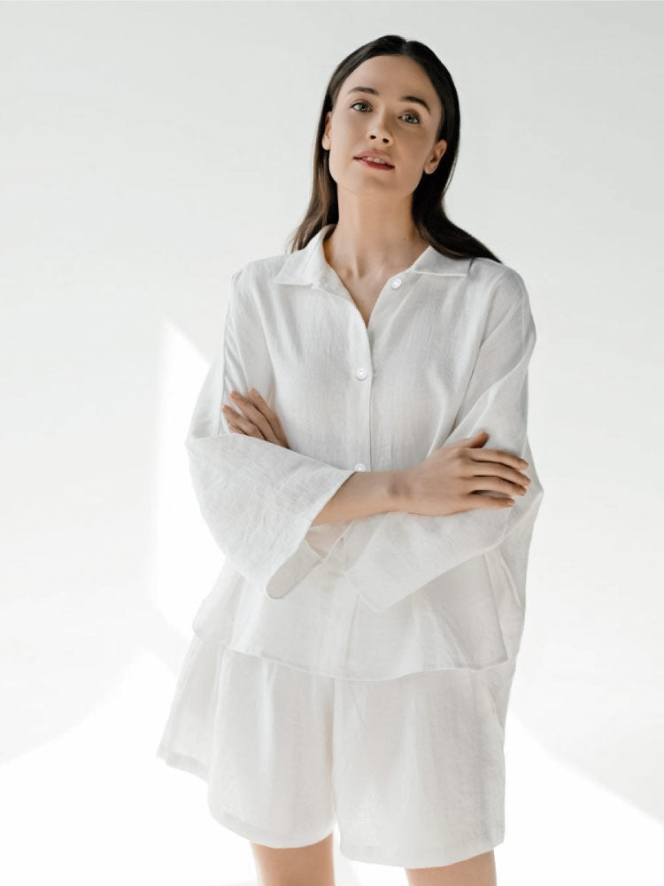 white color classic cotton pajama set for women