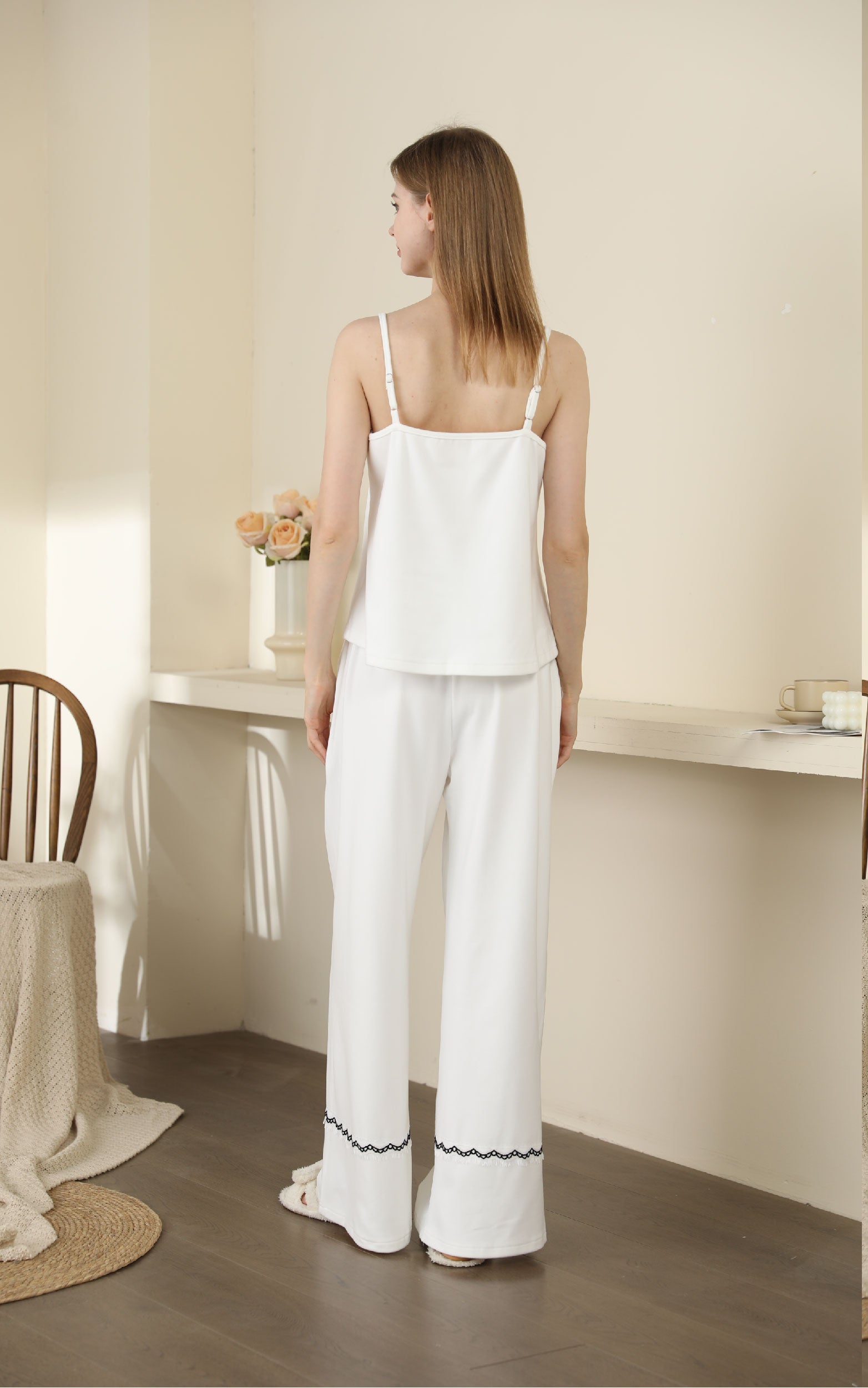 Luxury Minimalist Long Sleeve Thermal Pajama with camisole